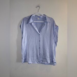 Mango | Blue Button Up Blouse